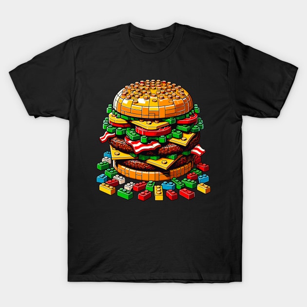 Funny "Brick Burger Feast" Master Block Building Toy T-Shirt by KontrAwersPL